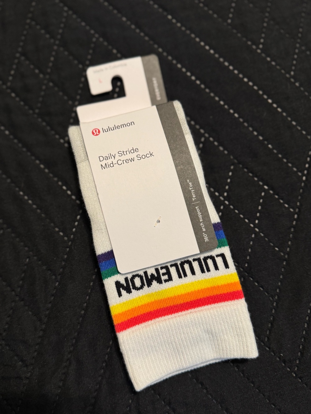lululemon athletica White Crew Socks with Rainbow Stripes